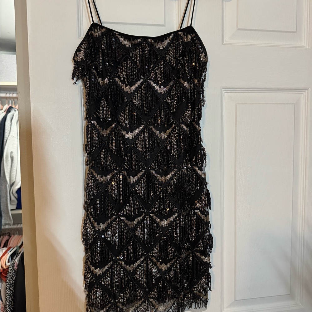 Forever 21 Black and Silver Beaded Mini Dress